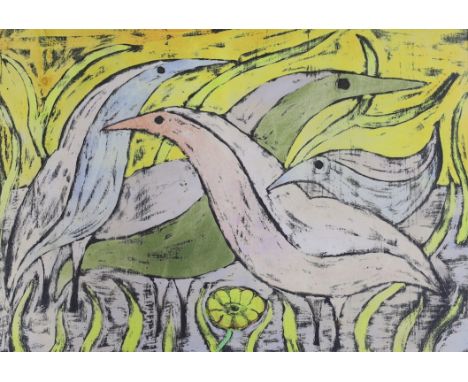 After Judith Rothschild, lithograph, abstract birds, 36 x 48cm
