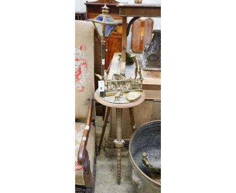A late 19th century French gilt metal mounted standard lamp/smoker's stand, height 130cm