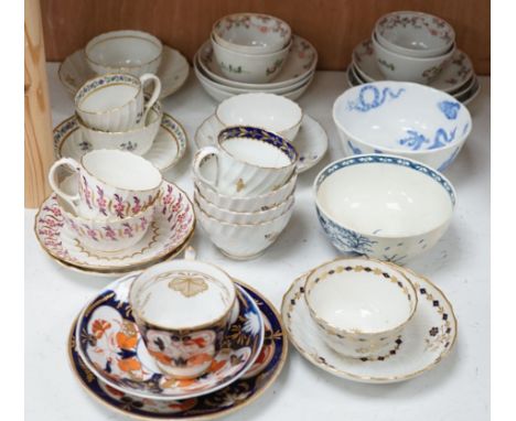 A selection of late 18th/early 19th century English porcelain tea and coffee wares including Worcester and New Hall types