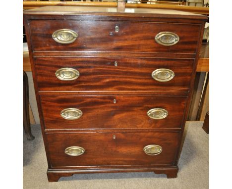 A Georgian mahogany chest of 4 drawers,
raised on bracket feet, width 2'5.5", height 2'11", depth 1'8".