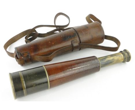 A 4 draw telescope by Broadhurst Clarkeson & Co., of London,
with fitted leather carrying case.