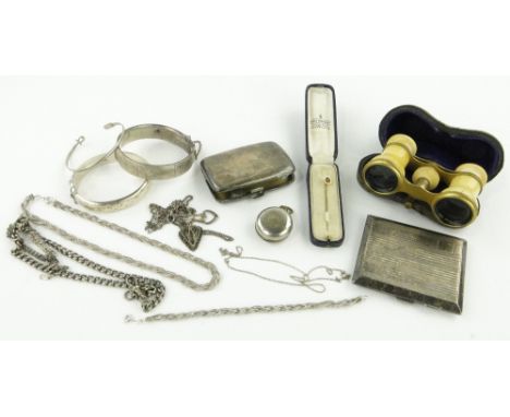 Box containing silver chains, cigarette boxes, etc.