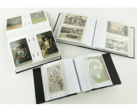3 albums of early 20th century postcards
including First World War.