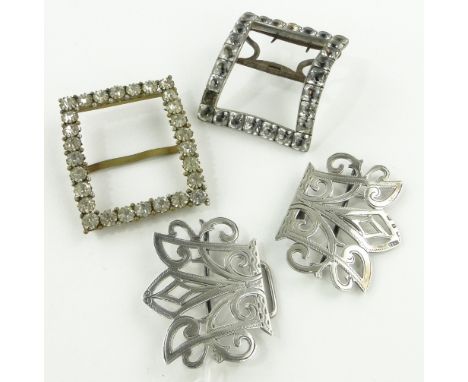 Late Victorian silver nurses buckle,
Birmingham 1899 and 2 Antique paste set buckles, (3).