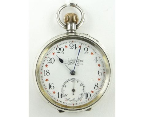 A rare Cooper Sidereal Time Swiss made 24hour pocket watch,
Swiss silver case with enamel dial, case width 50mm.