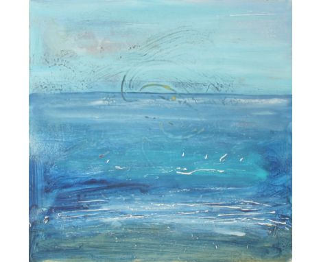 Essex TYLER Sennen Mixed media Signed Inscribed to the back 30.5 x 30.5cm Together with the book 'Riding The Wave' by Essex T