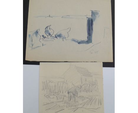 Sven BERLIN (1911-1999)Two sketchesEach initialled and dated, '39 and '45.Provenance:From the David Wilkinson Collection. Dav