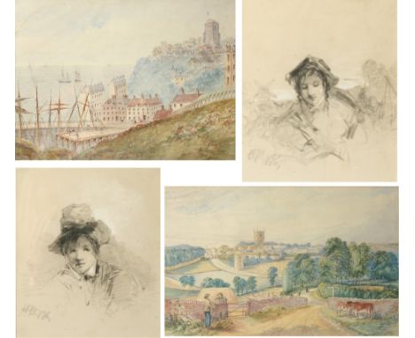 St Mary's Church, FolkestoneWatercolourInscribed and dated 183619.5 x 17cmTogether with two portrait studies, indistinctly in