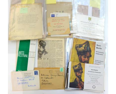Sven BERLIN (1911-1999)A collection of letters, cards, posters and invitations from Sven Berlin's Studio.Provenance:From the 