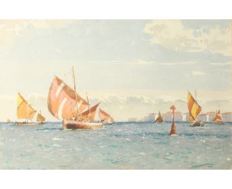 Norman WILKINSON (1878-1971) Bragozzo Fishing Boats in the Venetian Lagoon Watercolour Signed 33.5 x 51cm