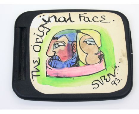 Sven BERLIN (1911-1999)The Original FacePainted compact mirror with a monogrammed painting to the inside.Signed, inscribed an