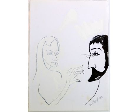 Sven BERLIN (1911-1999)SpellboundMixed mediaSigned and dated '9529.5 x 21cmProvenance:From the David Wilkinson Collection. Da