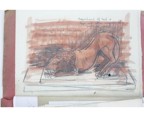 Sven BERLIN (1911-1999)The St Austell LionNine sketchesInscribed with construction notes and dimensions.Together with a photo