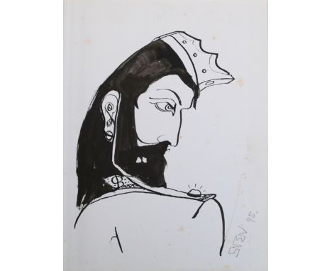 Sven BERLIN (1911-1999)The Dark MonarchInk drawingSigned and dated '9527.5 x 21cmProvenance:From the David Wilkinson Collecti