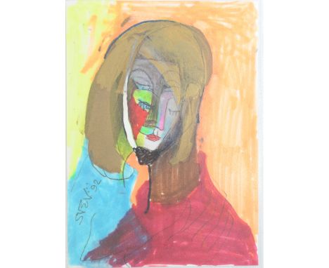 Sven BERLIN (1911-1999)Lovers in LumopenMixed mediaSigned and dated '92Further signed, inscribed and dated '92 to the back14.
