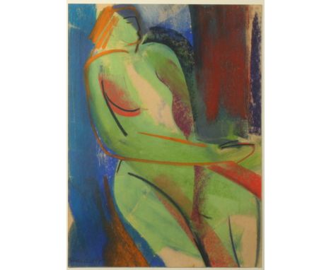 Mary STORK (1938-2007) Seated nude Mixed media Signed and dated '98 44 x 32cm