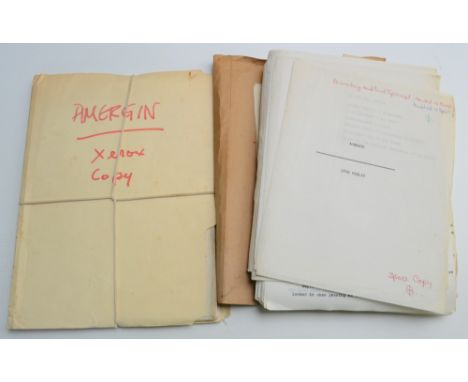 Sven BERLIN (1911-1999)Amergin: An Enigma Of The ForestFinal typescript and 'spare copies'.Monogrammed, annotated and dated 1