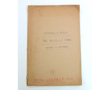 Sven BERLIN (1911-1999)A file of original correspondence, costings and drawings for the Lazarus Film: The Hollow Man, 1961.Pr