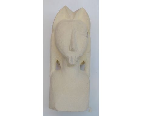 David WILKINSON  (1941-2018)Craved stone head sculptureHeight 36cm