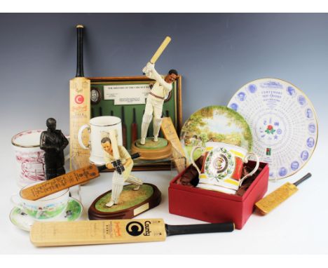 A collection of cricket and sporting ephemera, to include; a Spode bi-centenary MCC loving cup, a centenary of Test Cricket 1
