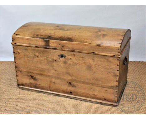A 19th century style pine dome top blanket chest / trunk, 62cm H x 101cm W