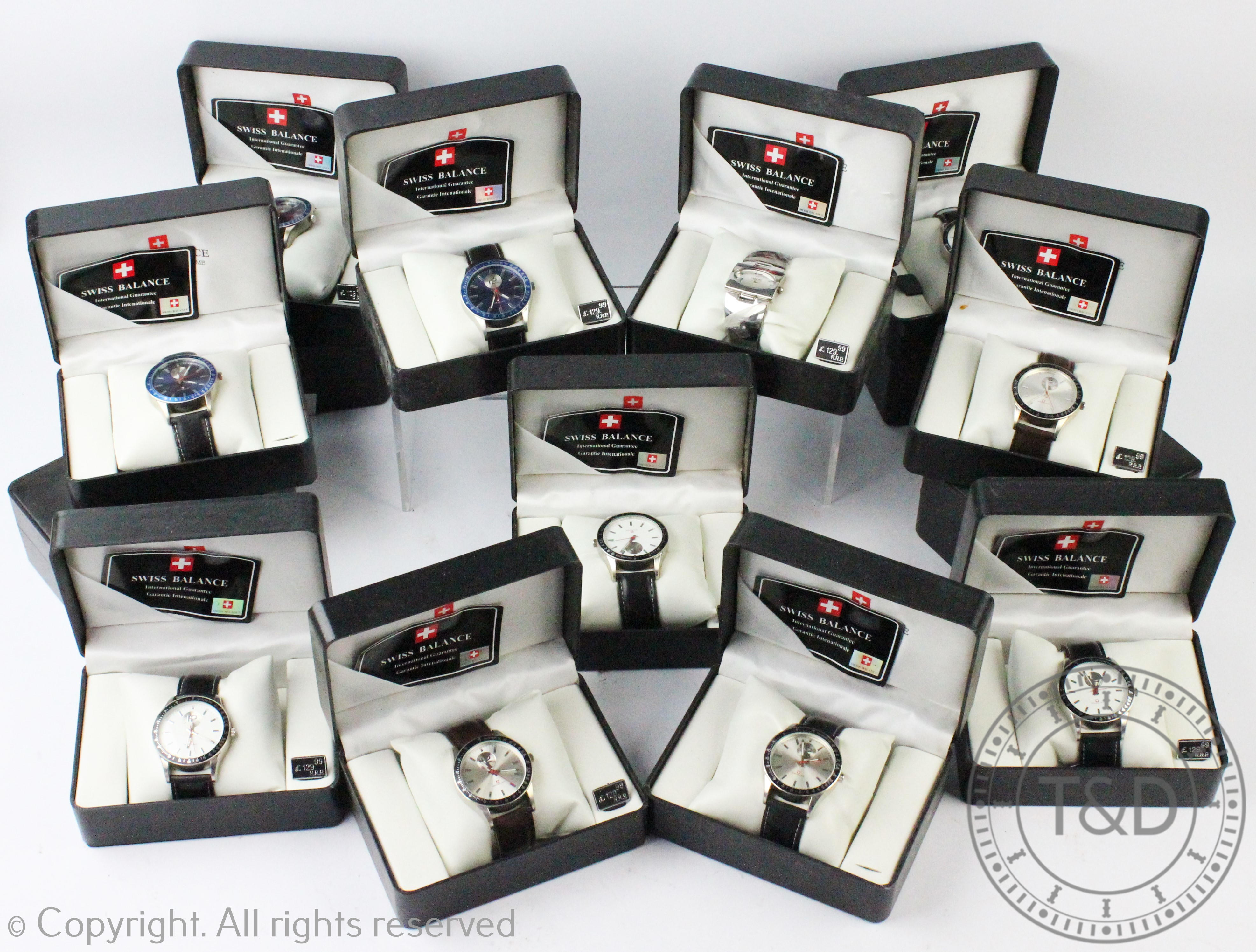 A collection of fourteen gents Swiss Balance wristwatches from the