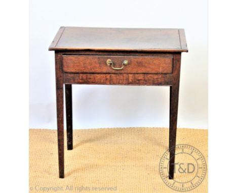 A George III low bow / side table, with a single drawer, on tapered legs, 66cm H x 62cm W x 41cm D