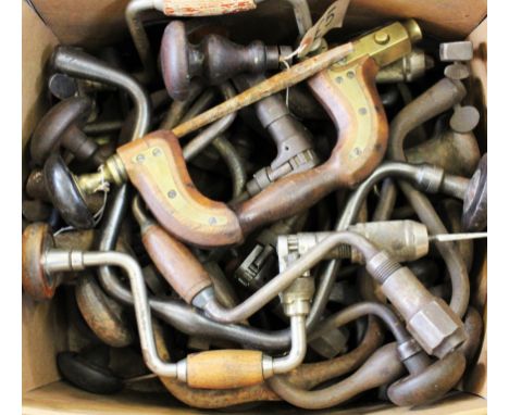 A selection of 19th century and later vintage hand tools and farming accessories, includes hand drills, (Qty)