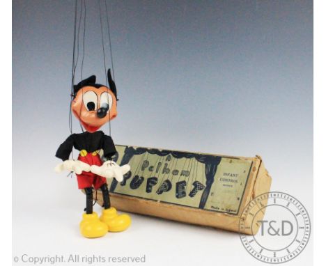 A Pelham Puppet Mickey Mouse, circa 1950's, within original box CONDITION REPORT: Circular patch to top of head. Ears possibl