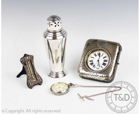 An Edwardian silver Goliath pocket watch case Birmingham 1907, enclosing a Goliath pocket watch, along with a silver mounted 