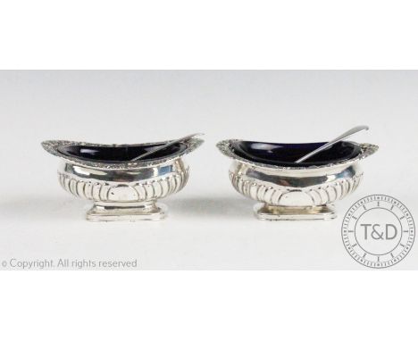 A pair of George III silver salts, Solomon Hougham, Solomon Royes &amp; John East Dix, London 1817, each cushion shaped salt 