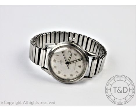 A Tudor Oyster wristwatch, the stainless steel circular case with Arabic numerals, luminous hands and centre sweep seconds ha