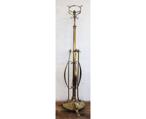 An Art Nouveau brass adjustable oil standard lamp, converted for electricity, 135cm  CONDITION REPORT: Lighting lots are sold