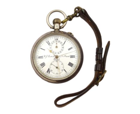Silver chronometer pocket watch by W. J. Carroll, 33 Walbrook Bank, stamped 935 Condition Report Diameter = 52mm Click here f