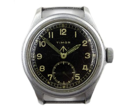 Timor Dirty Dozen military wristwatch the black dial with luminous Arabic numerals and subsidiary seconds dial, manual wind, 