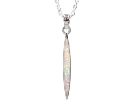 Silver opal pendant necklace, stamped 925 Condition Report Click here for further images, condition, auction times & delivery