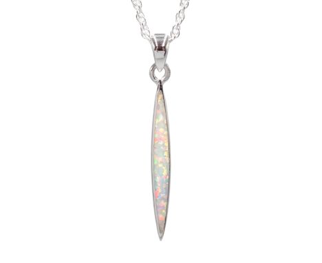 Silver opal pendant necklace, stamped 925 Condition Report Click here for further images, condition, auction times & delivery