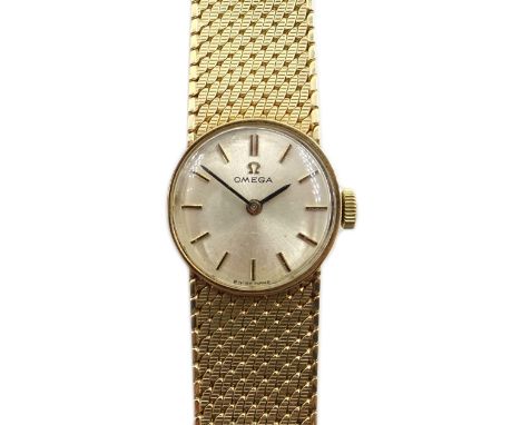 Omega 9ct gold ladies manual wind bracelet wristwatch, hallmarked, boxed with papers Condition Report Approx 35.7gm gross, br