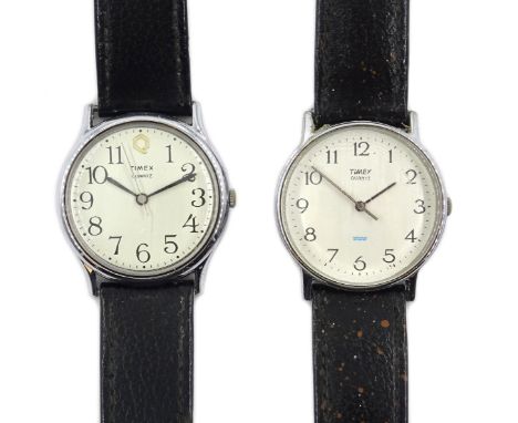 Two Timex British Rail gentleman's quartz wristwatches, on leather straps Condition Report Click here for further images, con