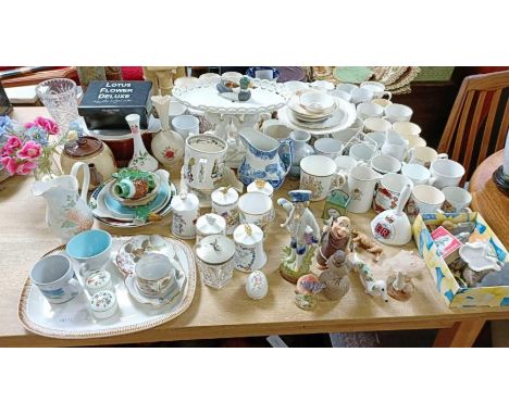 Ceramics to include mainly commemorative mugs, Poole Pottery, USSR animals &amp; other items