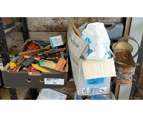 Collection of hand tools, mitre saw &amp; other items