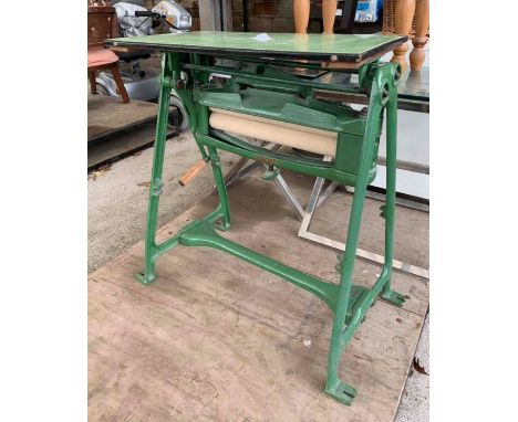 Green painted mangle by Ewbank with enamel top