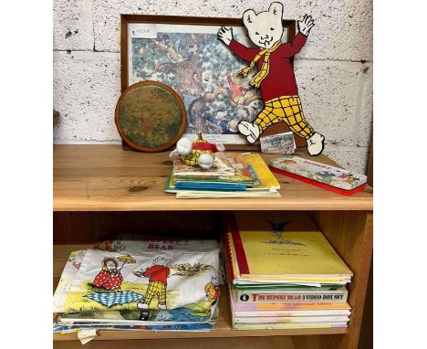 Collection of Rupert Bear Collectables including a print, calendars, a pencil tin etc 