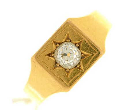 A diamond ring, with old cut diamond, gypsy set in 18ct gold, Birmingham 1935, 9.6g, size T Wear consistent with age