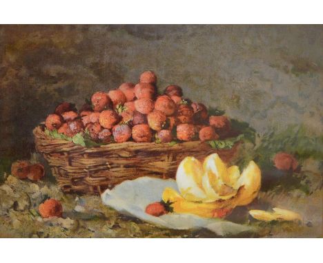 A pair of late Victorian or Edwardian chromolithographs of fruit, 29.5 x 45cm, machine carved oak frames (2) Good condition