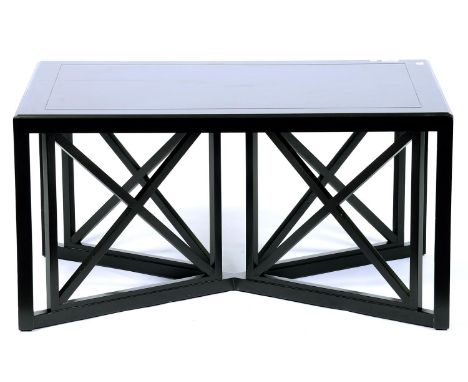 An ebonised&nbsp; coffee table, 20th c, 60 x 90cm Good condition save for one or two light scratches on top