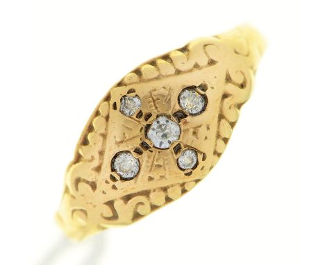 A diamond ring, in 9ct gold, 2.1g, size O 
