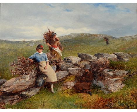 David Bates (1840-1921) - Waiting for the Laggards, signed and dated 1889, signed and dated again and inscribed verso, oil on