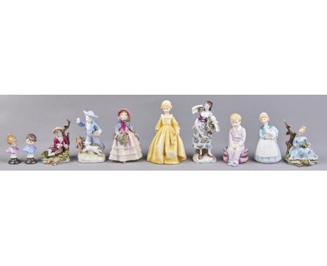 Eight Royal Worcester, Royal Doulton, Paragon and other figures of children, including a pair and a pair of Continental minia