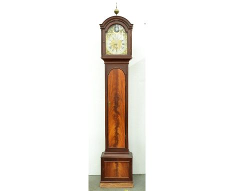 A mahogany longcase timepiece, the breakarched brass dial inscribed on the silvered chapter ring "Charles Warne Pont Pool", w